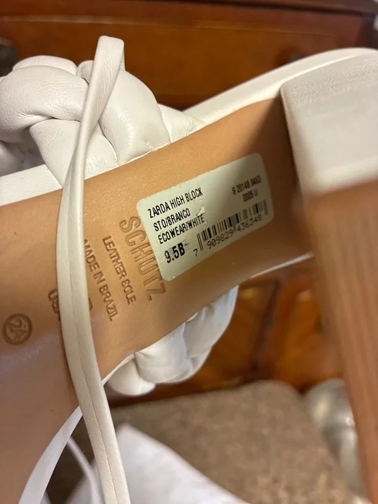 SCHUTZ Zarda High Block Rope Braided White Sandals - Picture 5 of 5